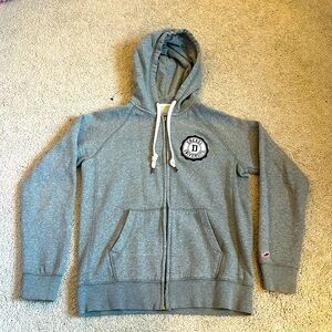 Grey college zip up hoodie